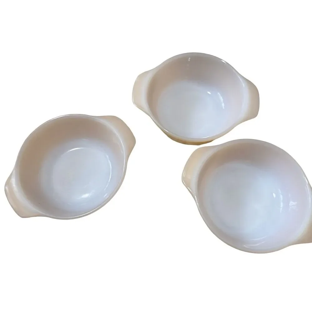 Peach Luster Bowl Set Of 5‎ Fire King Handled Soup Cereal Vintage Anchor Hocking